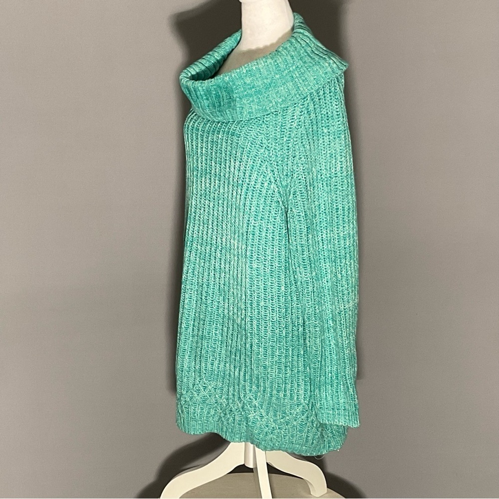 Coldwater Creek Plus Size 1X Green Cotton Blend Cowl Neck Tunic Sweater - Picture 16 of 16